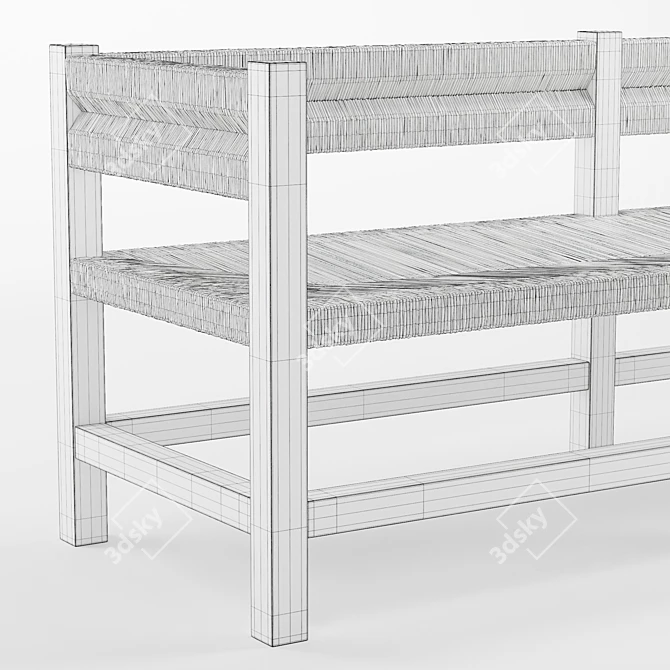 Artisan-made Seagrass Woven Bench 3D model image 6