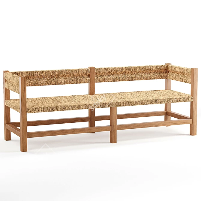 Artisan-made Seagrass Woven Bench 3D model image 7