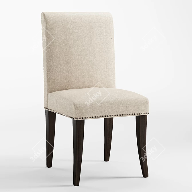 Elegant Nailhead Upholstered Chair 3D model image 1