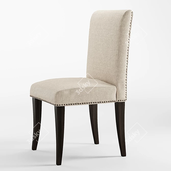 Elegant Nailhead Upholstered Chair 3D model image 3