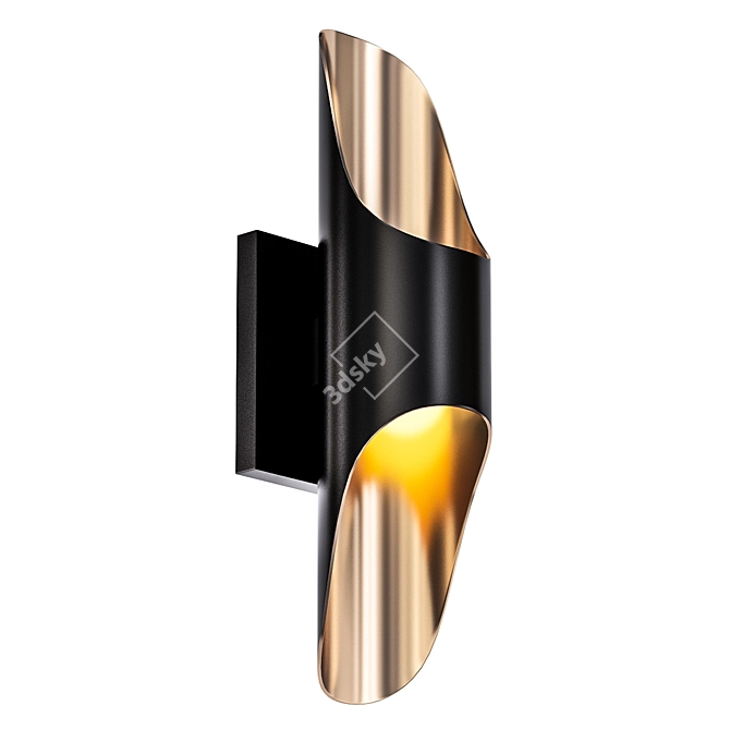 Black & Gold 10W Outdoor Wall Sconce 3D model image 1