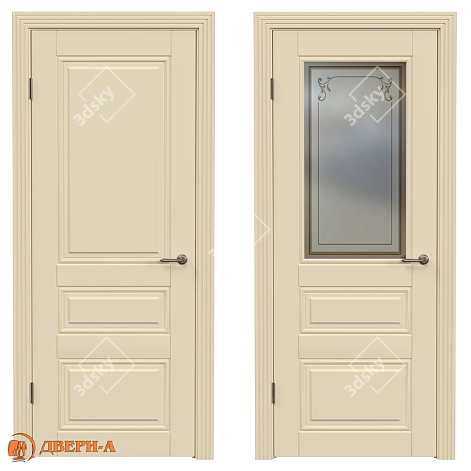 Elegant Grace Trio Door 3D model image 1