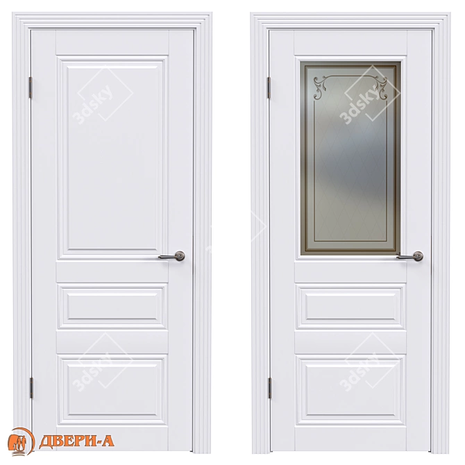 Elegant Grace Trio Door 3D model image 2