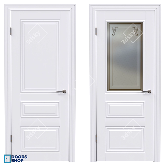 Elegant Grace Trio Door 3D model image 4