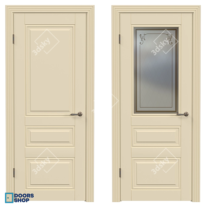 Elegant Grace Trio Door 3D model image 5