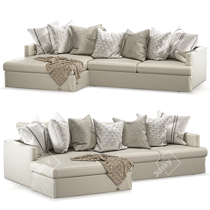 Summit Slipcovered Chaise Sectional: Ultimate Comfort and Style 3D model image 1
