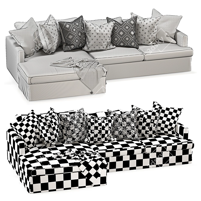 Summit Slipcovered Chaise Sectional: Ultimate Comfort and Style 3D model image 3