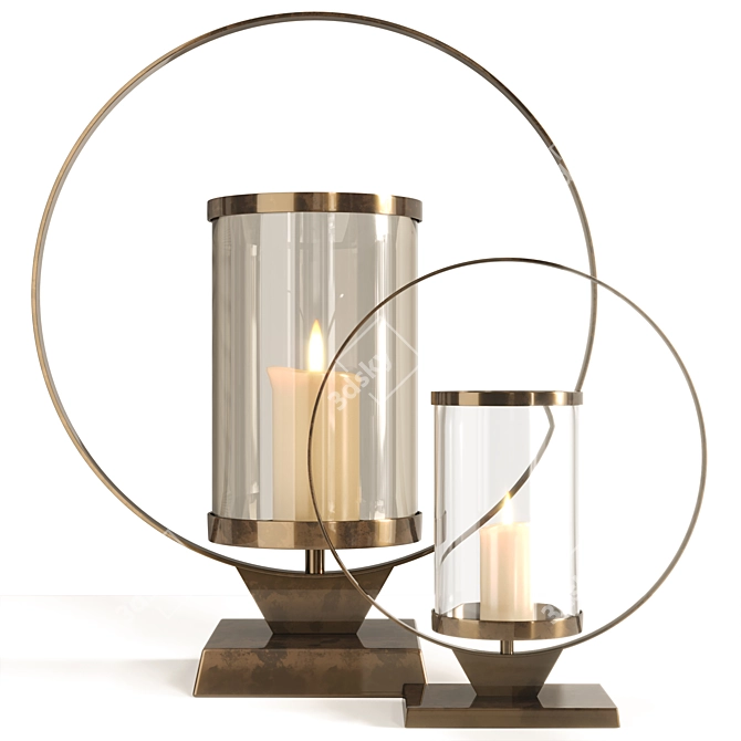 Elegant Nimbus Candle Holder Set 3D model image 1