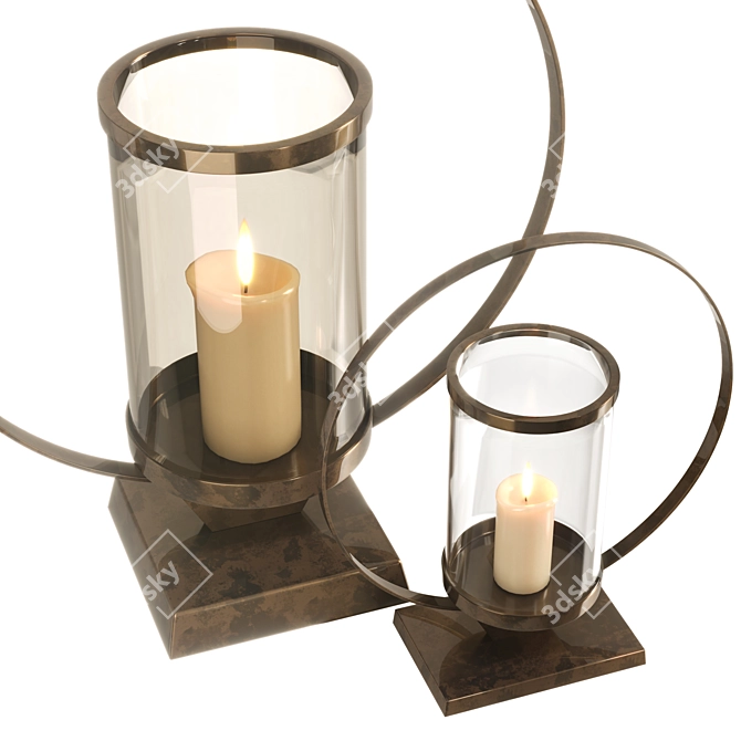 Elegant Nimbus Candle Holder Set 3D model image 6