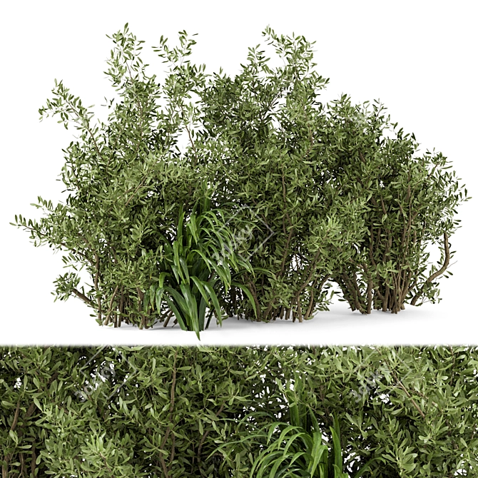 166-Piece Outdoor Bush Set: High-Quality 3D Models 3D model image 1