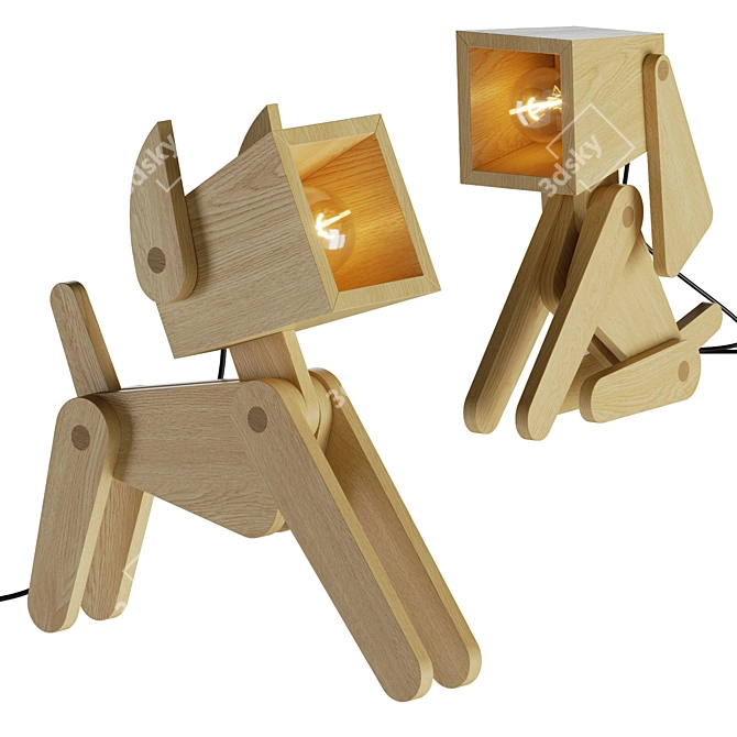 Adjustable Wooden Dog Lamp 3D model image 1