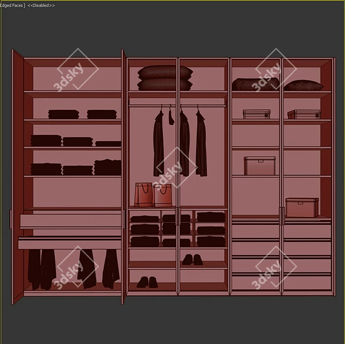 Convertible 3-Door Cupboard 3D model image 5