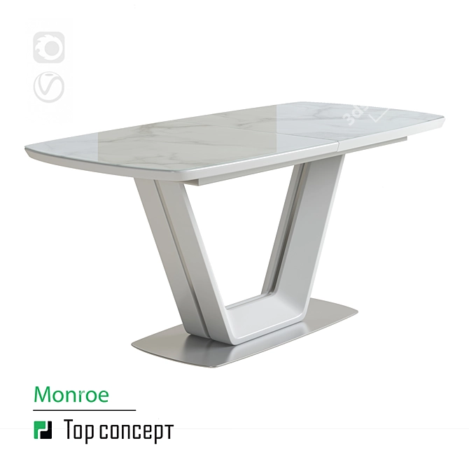 Monroe Extendable Dining Table (160 + 40 cm) 3D model image 1