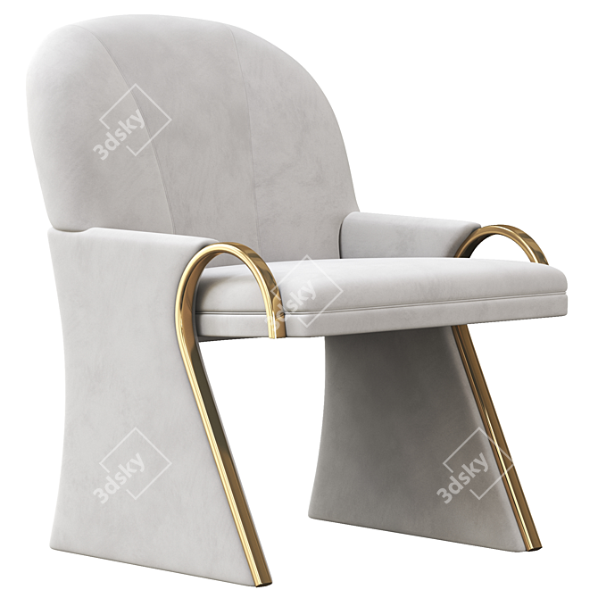Brass & Upholstered Art Deco Lounge Chairs 3D model image 1