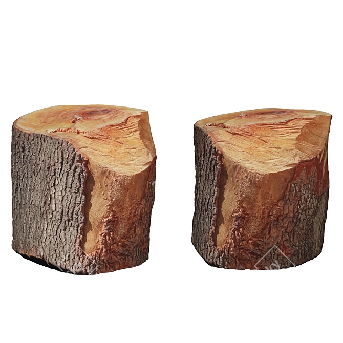 Rustic Wood Log Stool 3D model image 1