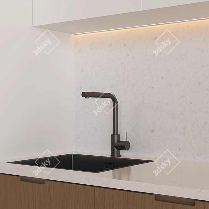 Modern Kitchen with Customizable Elements 3D model image 3