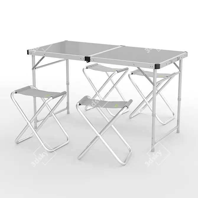 Portable Foldable Picnic Table: MOON CAMP Suitcase 3D model image 1