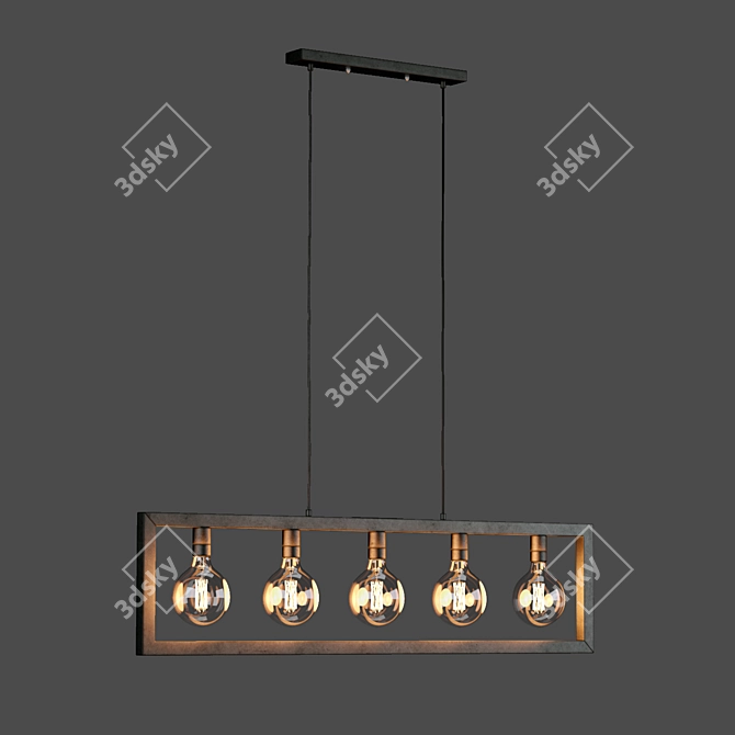 Vintage Industrial Ceiling Light 3D model image 3