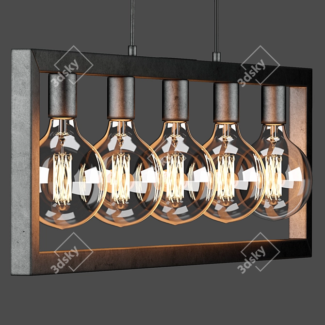 Vintage Industrial Ceiling Light 3D model image 4