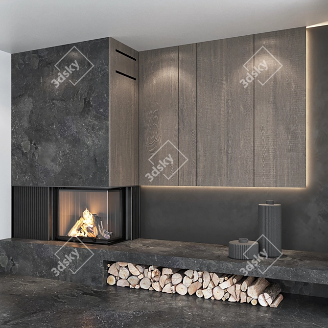 Impression Fireplace Wall Set 3D model image 5