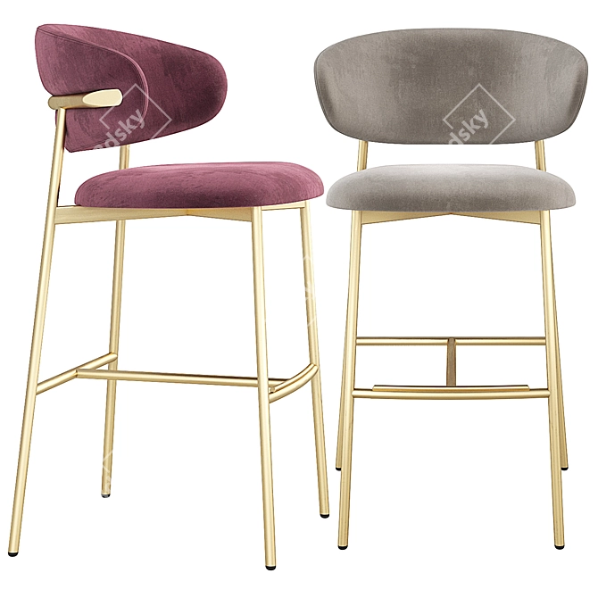 Sleek Calligaris Oleandro Bar Stool 3D model image 2