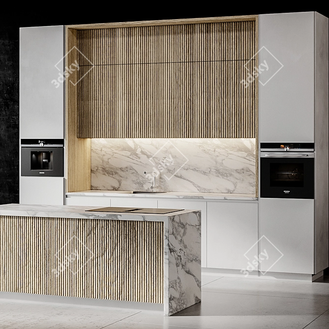 Modern Kitchen Furniture Set 3D model image 2