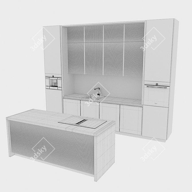 Modern Kitchen Furniture Set 3D model image 6