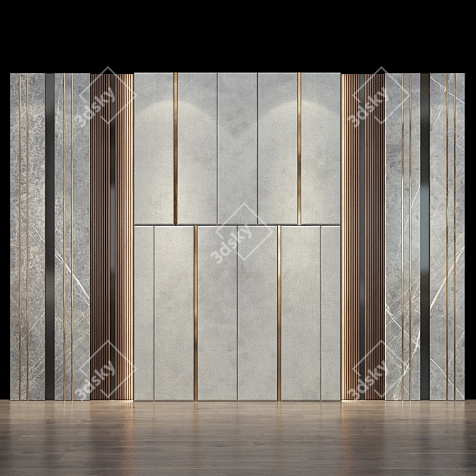 Stylish Wood Panel for Walls 3D model image 1