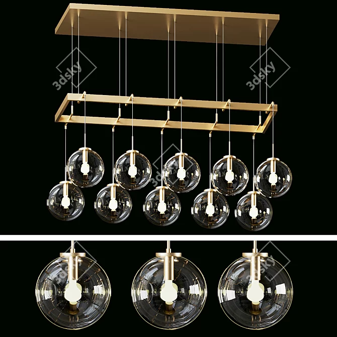 Vintage Brass Chandelier 3D model image 1