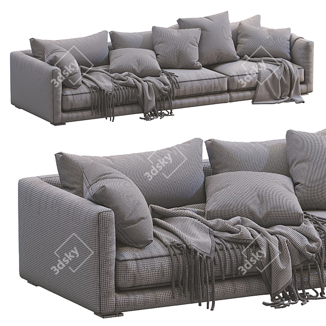 Elegant Poliform Bristol 2 Leather Sofa 3D model image 5