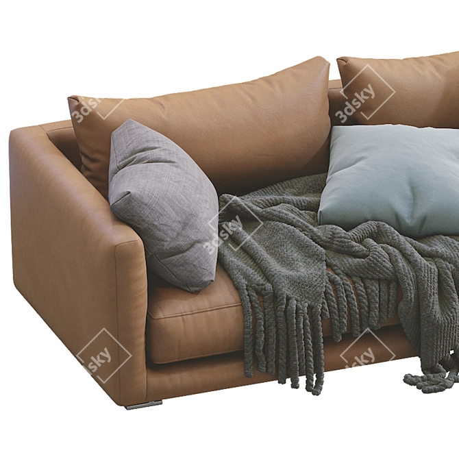 Elegant Poliform Bristol 2 Leather Sofa 3D model image 6