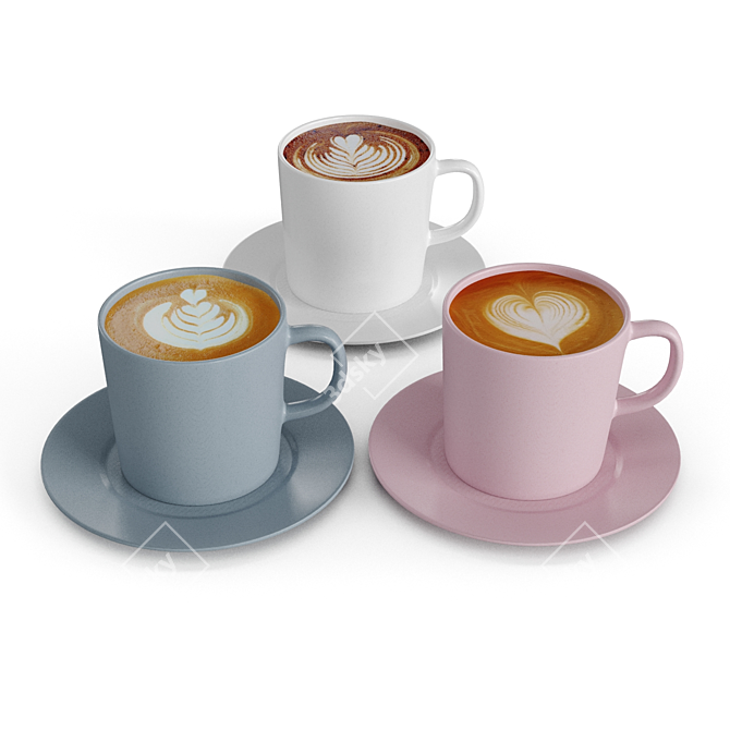 Artistic Cappuccino Mug: Detailed 3D Model 3D model image 1