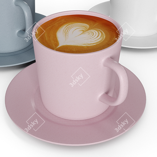 Artistic Cappuccino Mug: Detailed 3D Model 3D model image 4