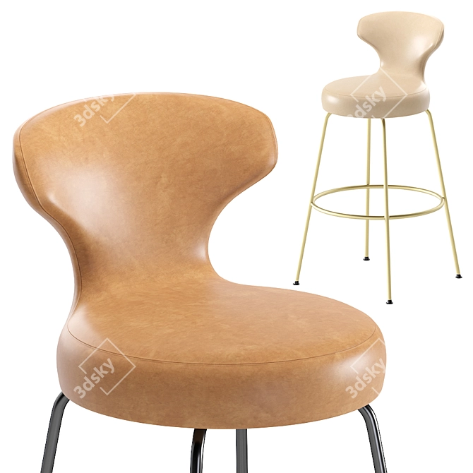 B&B Italia Papilio Leather High Stool 3D model image 3