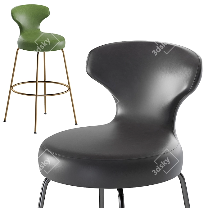 B&B Italia Papilio Leather High Stool 3D model image 6