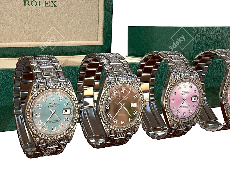 Luxury Rolex Datejust II Diamond Watch 3D model image 9