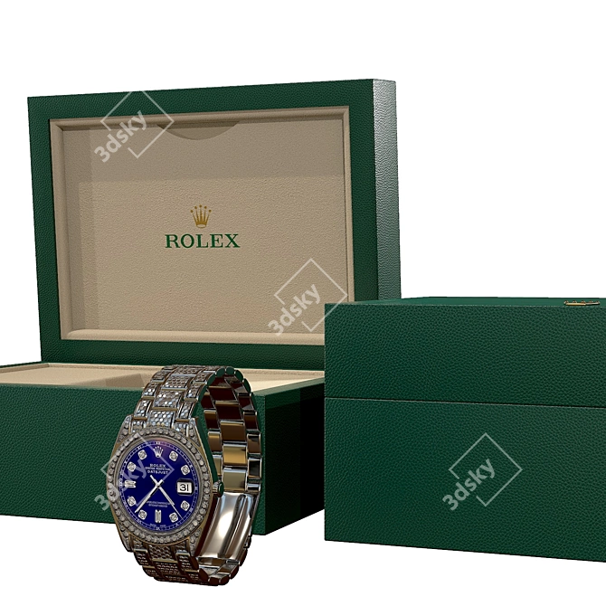 Luxury Rolex Datejust II Diamond Watch 3D model image 14