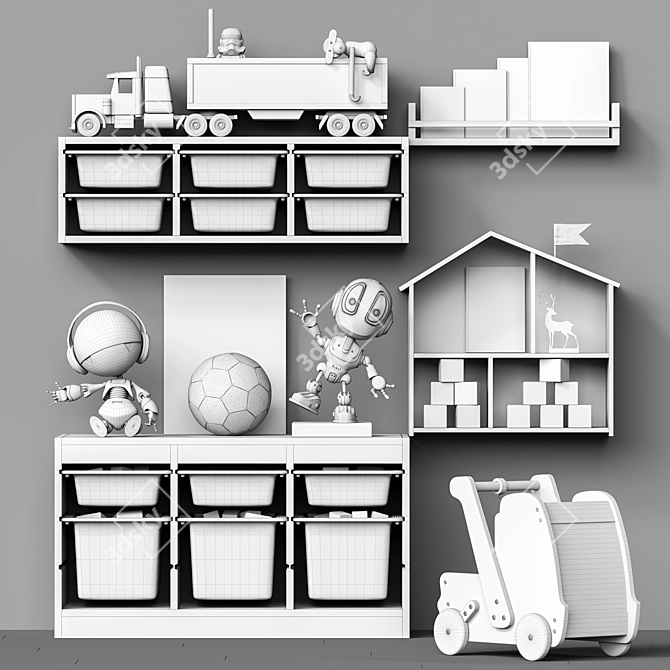 Kids Furniture and Toy Set 3D model image 5