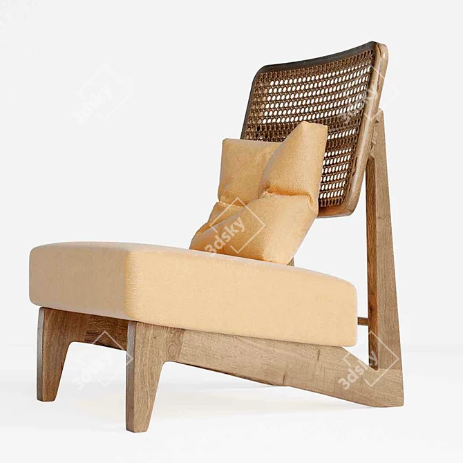 Elegant Rattan Chair 3D model image 12