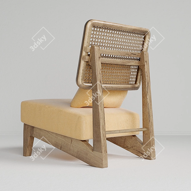 Elegant Rattan Chair 3D model image 13
