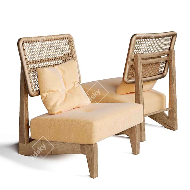 Elegant Rattan Chair 3D model image 20