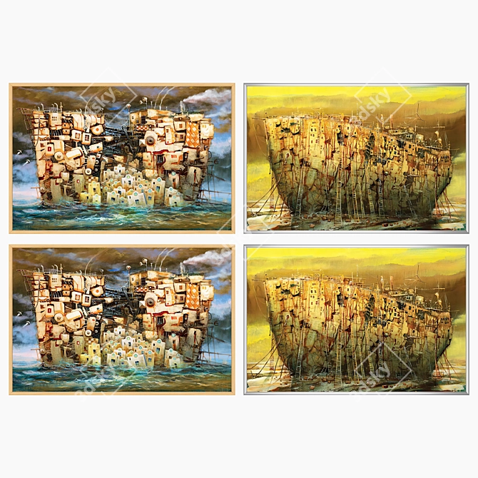 Modern Wall Art Set with Multiple Frames 3D model image 3