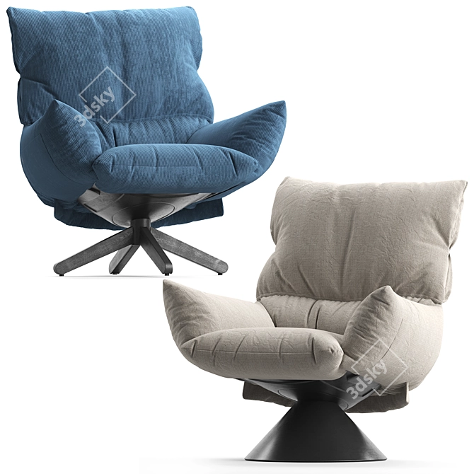 Contemporary Chic LUD'O Lounge Armchair 3D model image 3