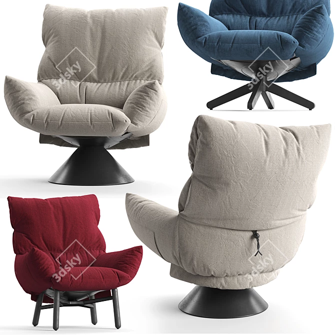 Contemporary Chic LUD'O Lounge Armchair 3D model image 6