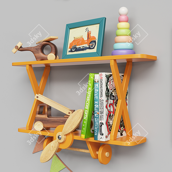 Kids Shelf with Contents | Size: 570x345x150mm 3D model image 4