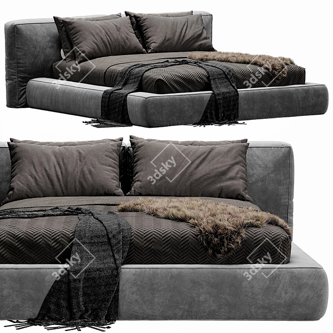 Luxurious Bonaldo Fluff Bed: Dream in Comfort 3D model image 1