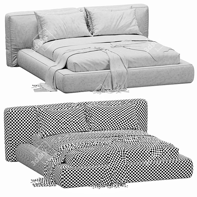 Luxurious Bonaldo Fluff Bed: Dream in Comfort 3D model image 4