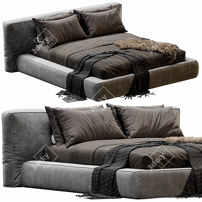 Luxurious Bonaldo Fluff Bed: Dream in Comfort 3D model image 6