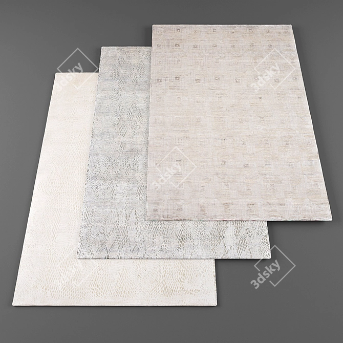 Bundle of 5 Random Rugs with Texture Archive 3D model image 1