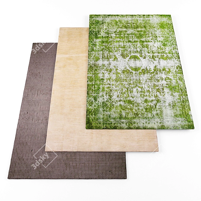 Contemporary Rug Bundle: 5 Designs & Textures 3D model image 1